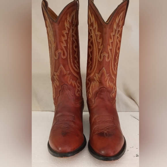 Old West cowboy boots Leather Men's Size 8.5 EE -Style 2070 - Picture 1 of 14